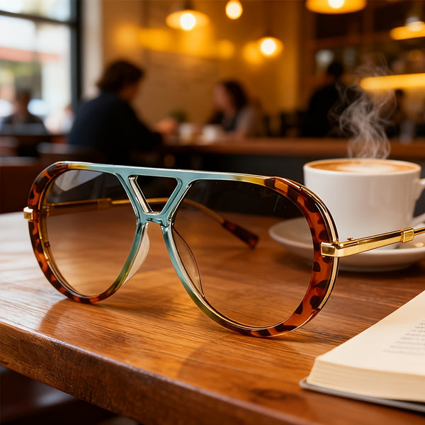 Women's round double-bridge fashion glasses — front view