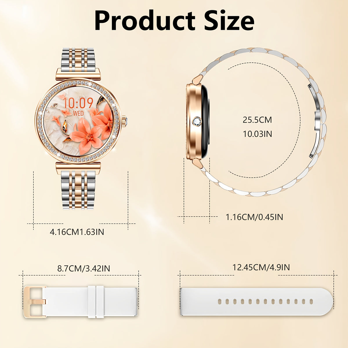Reloj inteligente para mujer con pantalla táctil de 1,27" y llamadas por Bluetooth