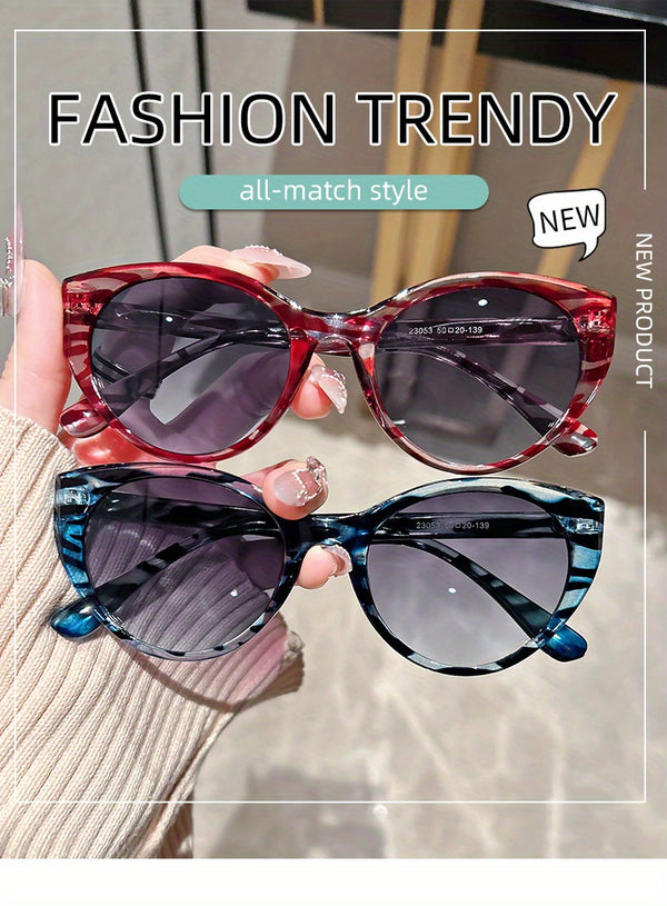 Vintage Cat-Eye Fashion Glasses — Gradient Color Block