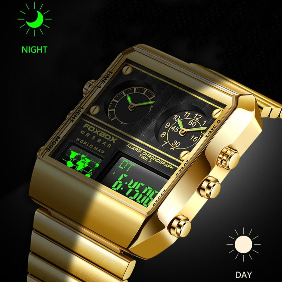 Shock Resistant, luminous, auto date functions