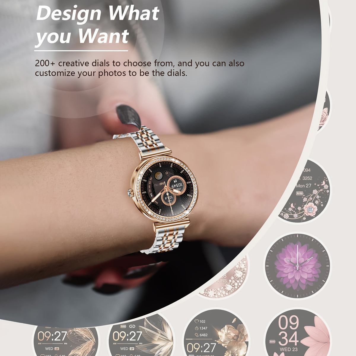 Reloj inteligente para mujer con pantalla táctil de 1,27" y llamadas por Bluetooth