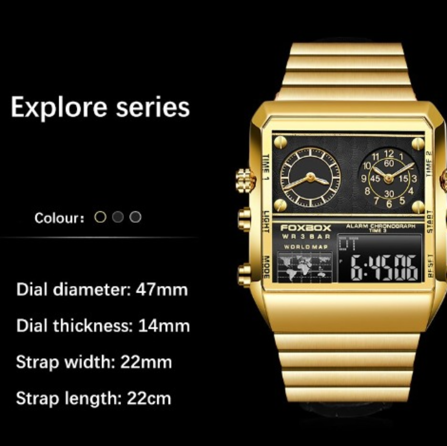 Shock Resistant, luminous, auto date functions