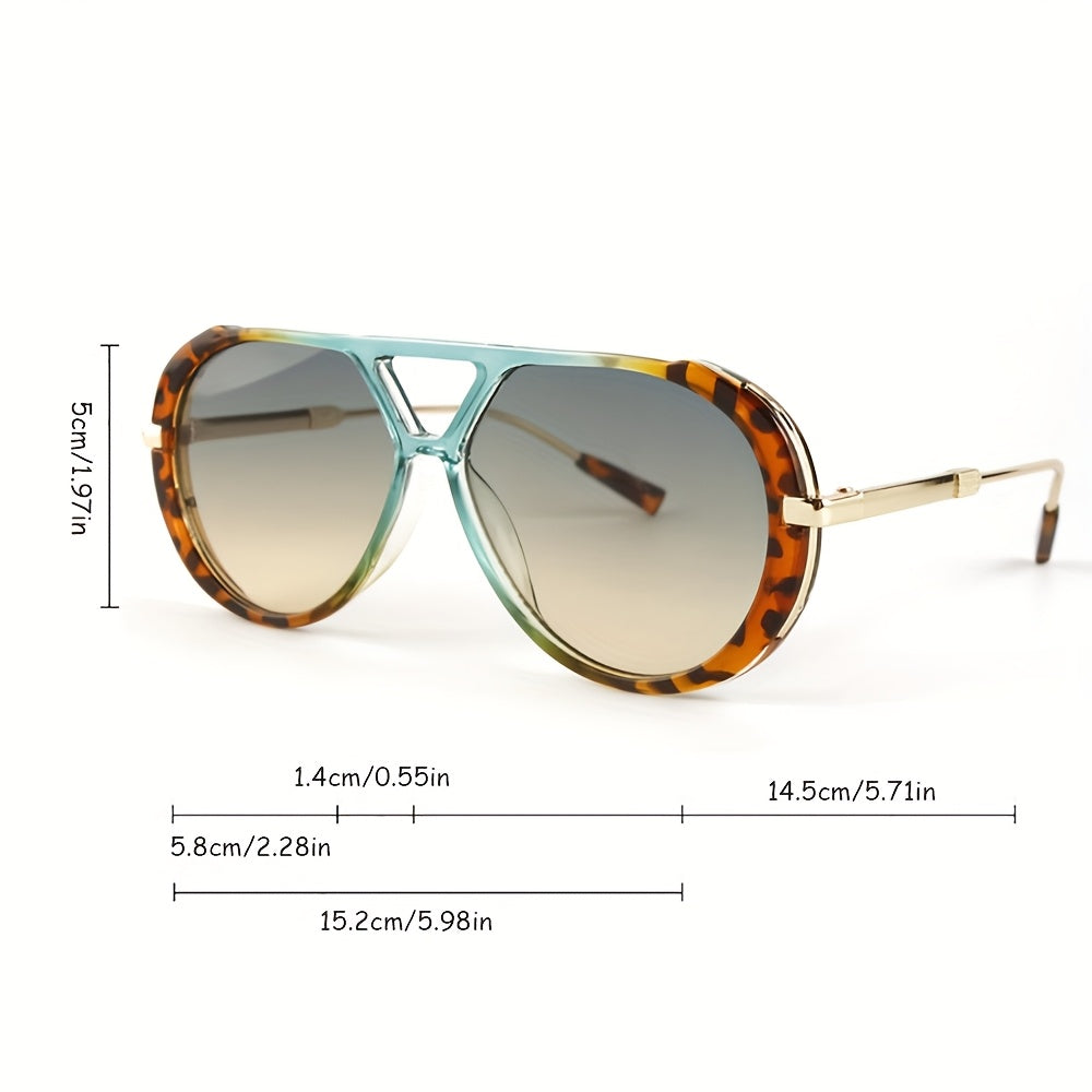 Women's round double-bridge fashion glasses — held in hand