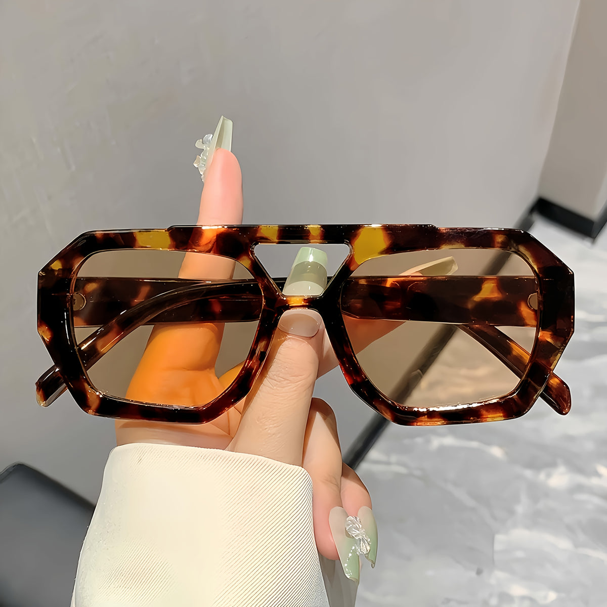 Women's double-bridge square sunglasses — 3-pair set, view 2