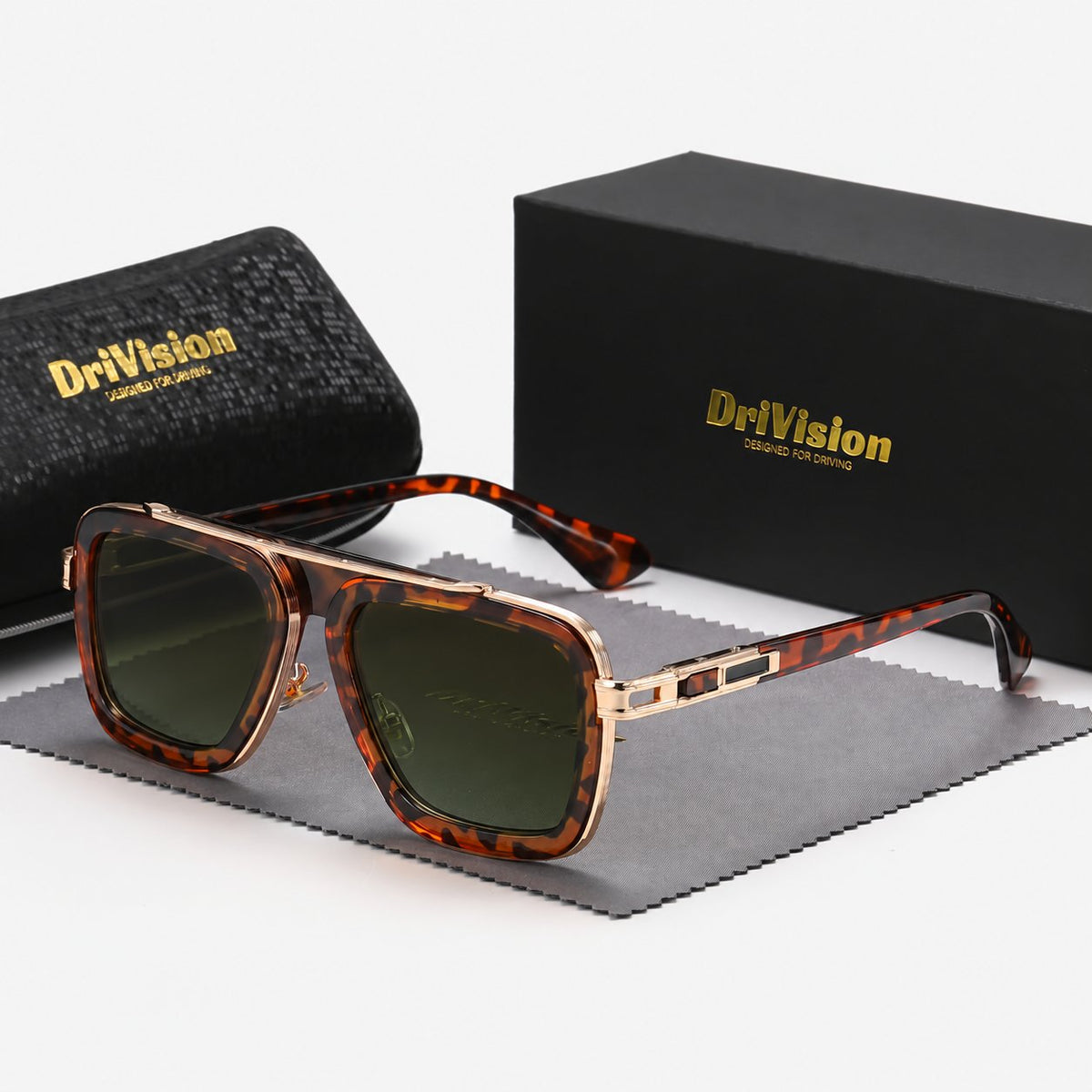 Unisex Retro Square Metal-Frame Sunglasses — product view 2