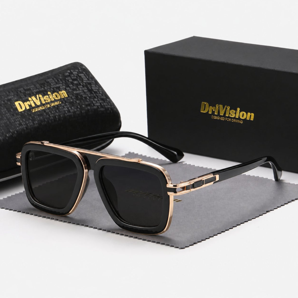Unisex Retro Square Metal-Frame Sunglasses — product view 3