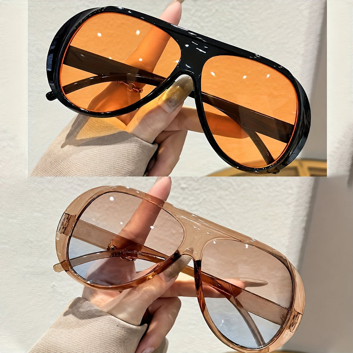 Unisex Oversized Fashion Glasses — 2-Pair Set – clean product photo 2