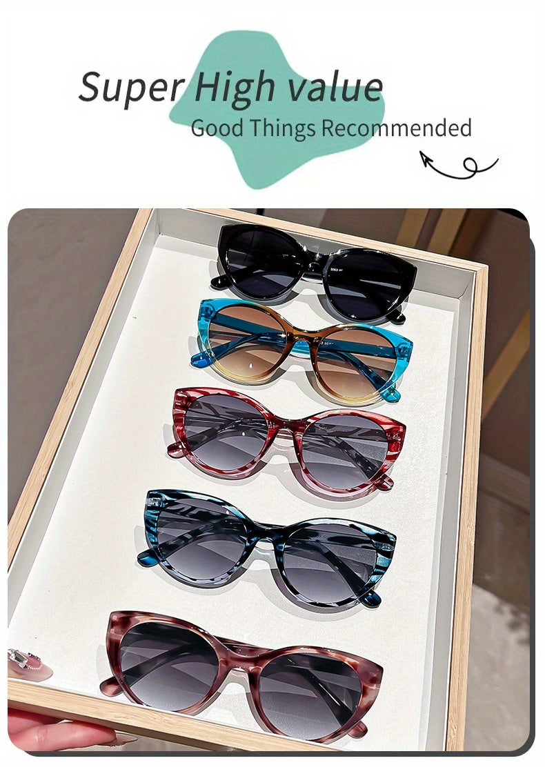 Vintage cat-eye fashion glasses — gradient color block, view 2