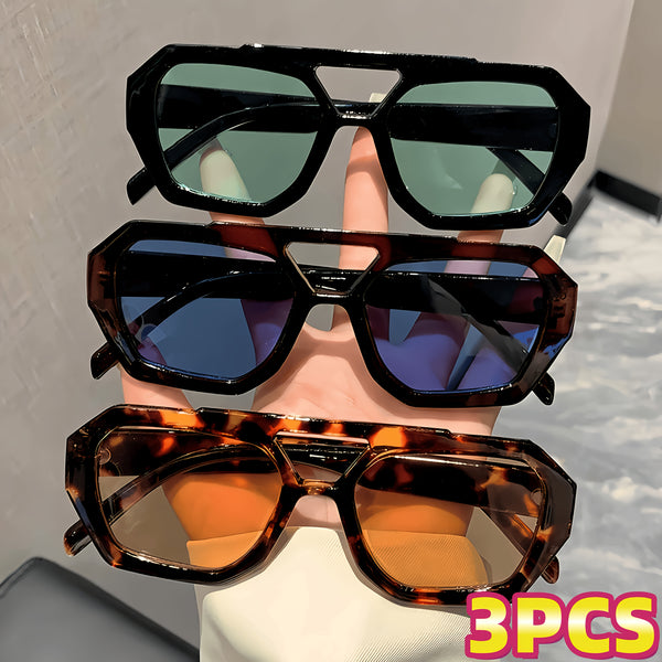 Women's Double-Bridge Square Sunglasses — 3-Pair Set