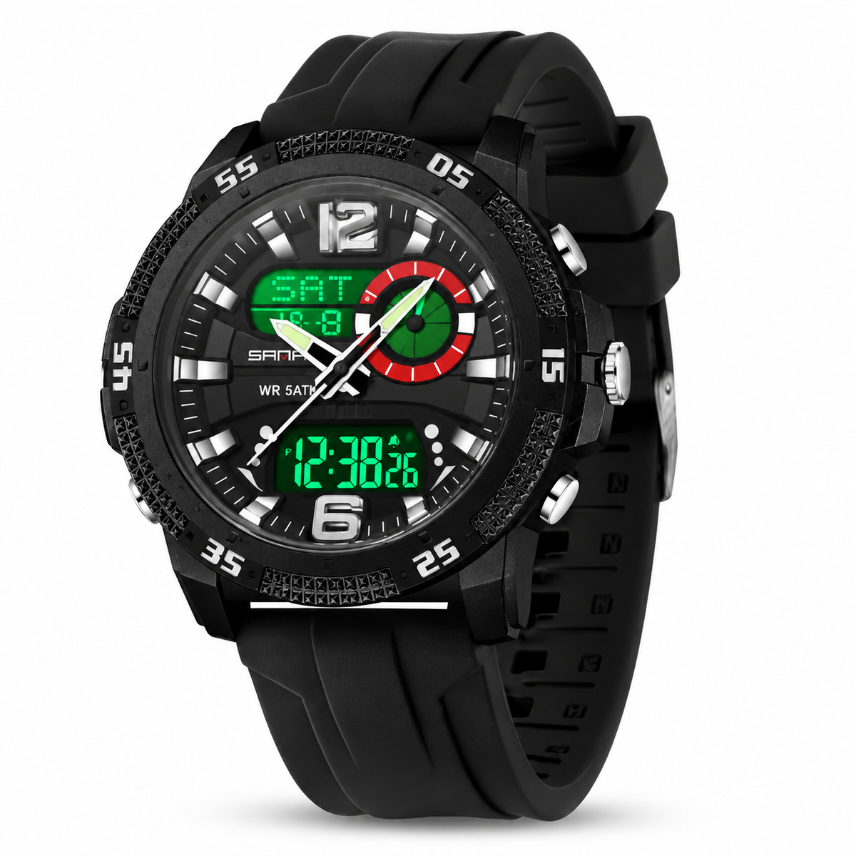 Model 3372 analog-digital sports watch in Black/White