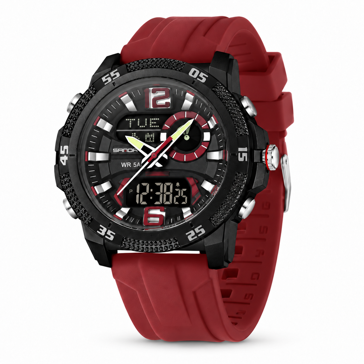 Model 3372 analog-digital sports watch in Red