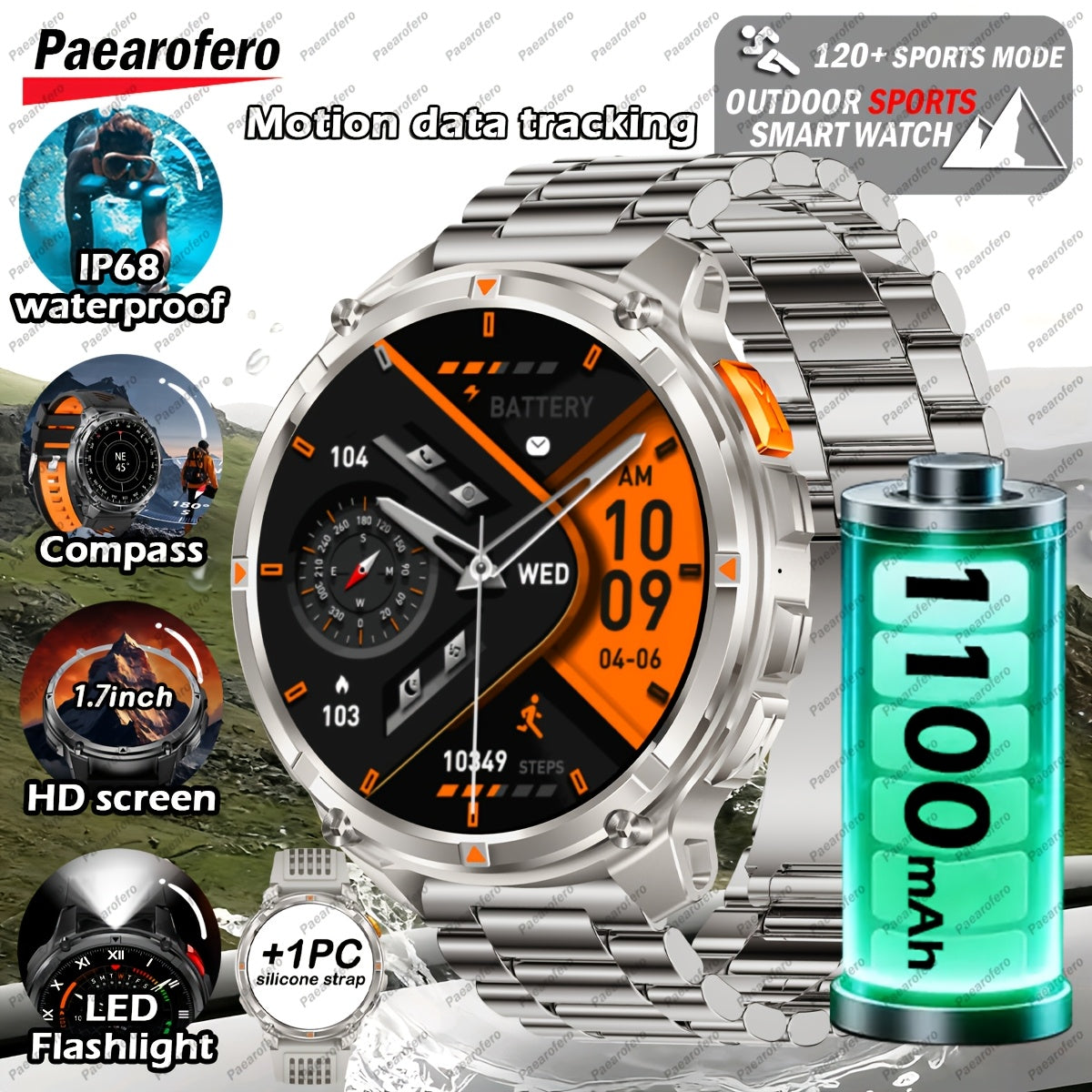 Outdoor 1.7-inch smartwatch product view 1