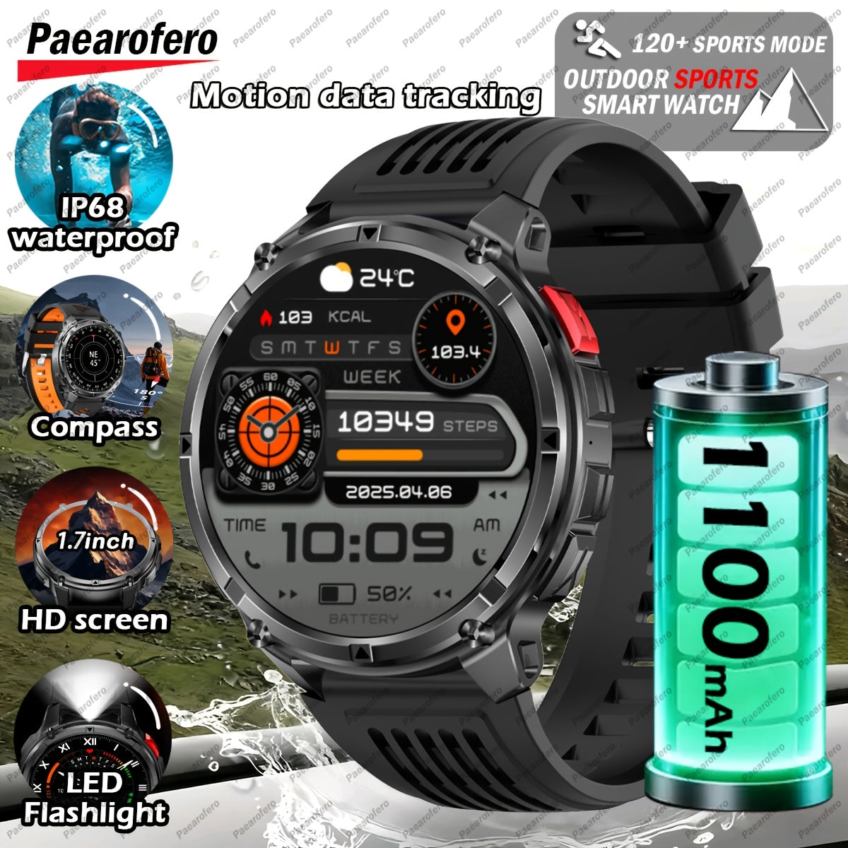 Outdoor 1.7-inch smartwatch product view 10