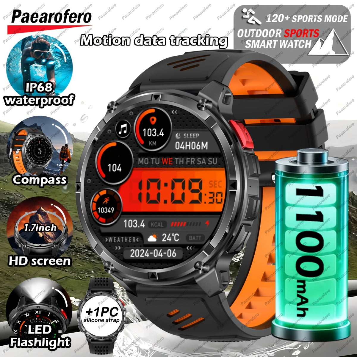 Outdoor 1.7-inch smartwatch product view 12