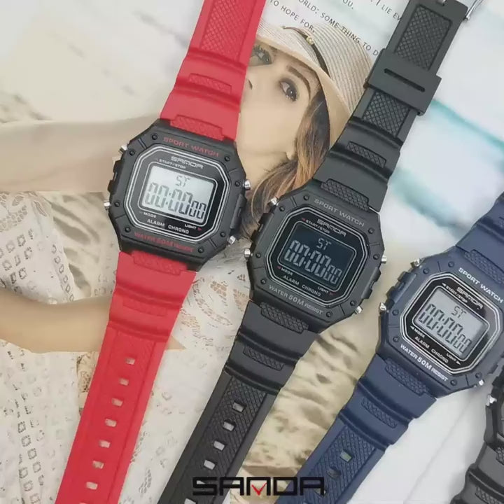 2156J Men's Square Digital Watch with TPU Strap