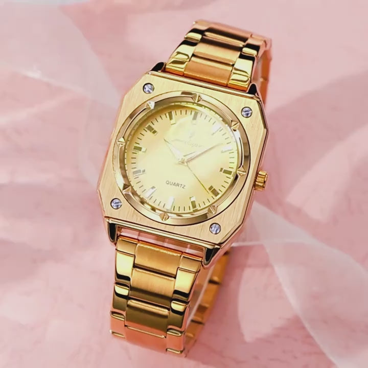 Watch video – octagonal stainless steel quartz watch