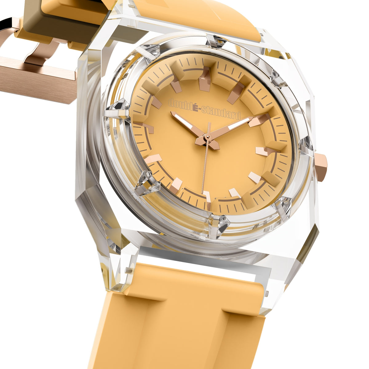 Transparent unisex quartz watch — Apricot / Orange