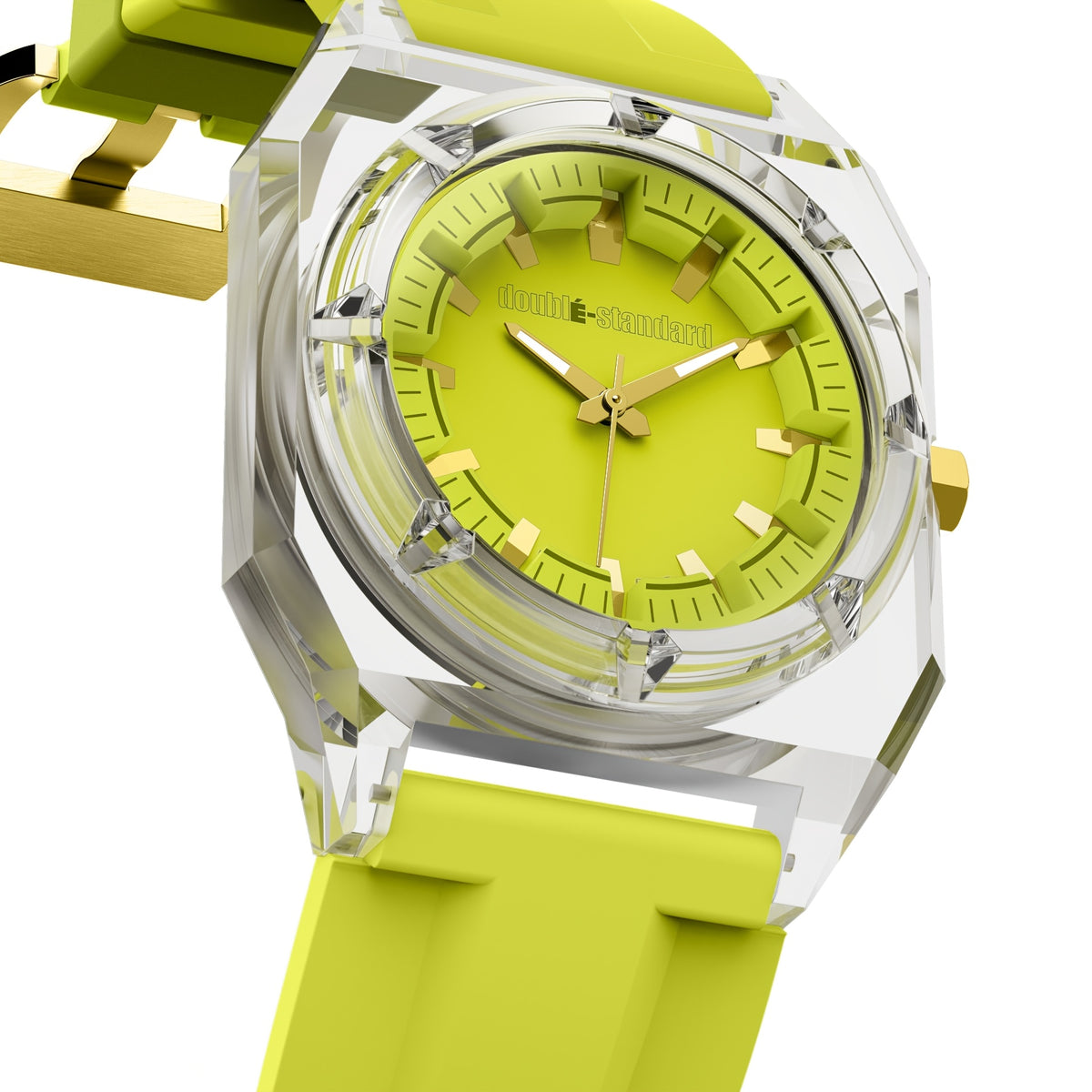 Transparent unisex quartz watch — Fluorescent Yellow