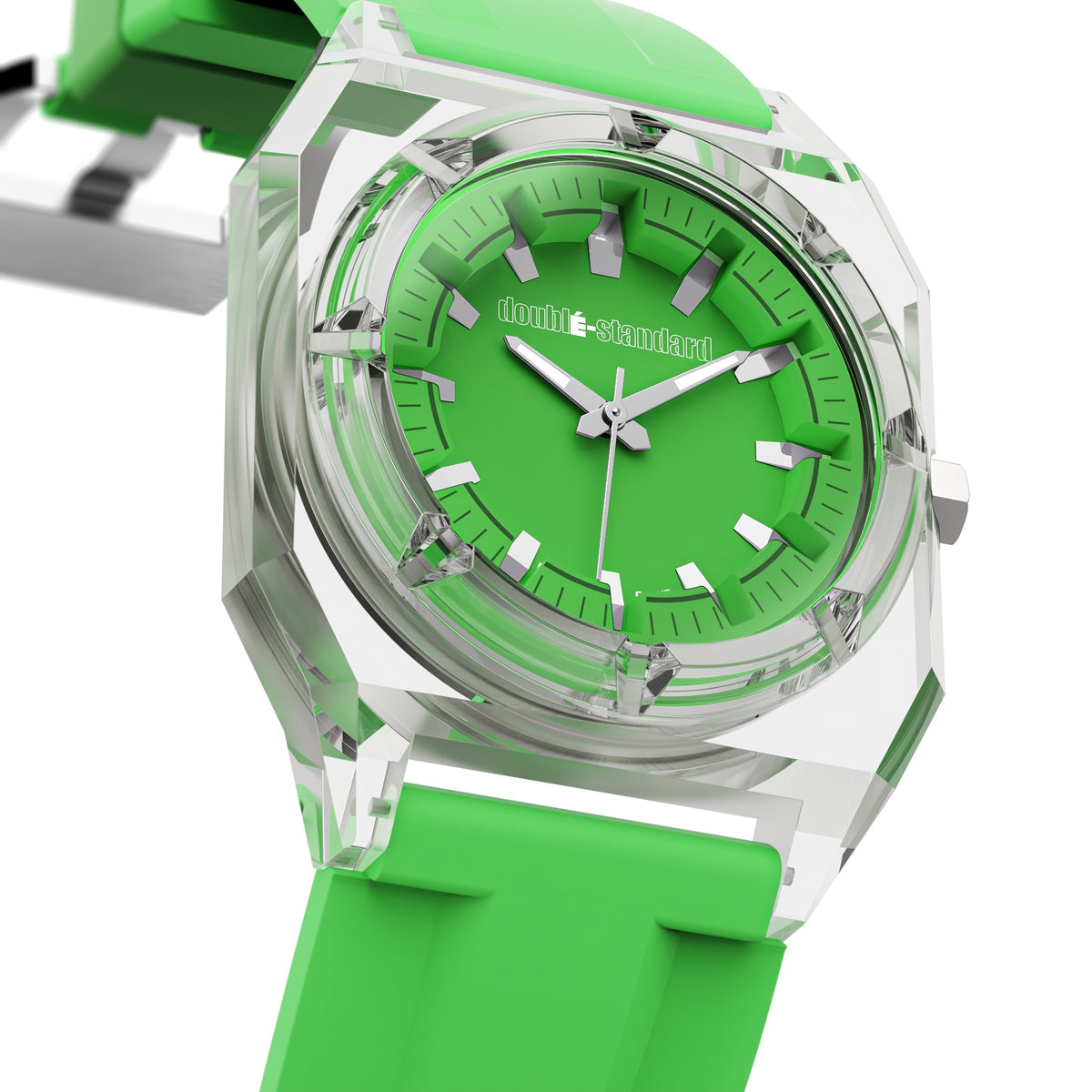 Transparent unisex quartz watch — Fluorescent Green