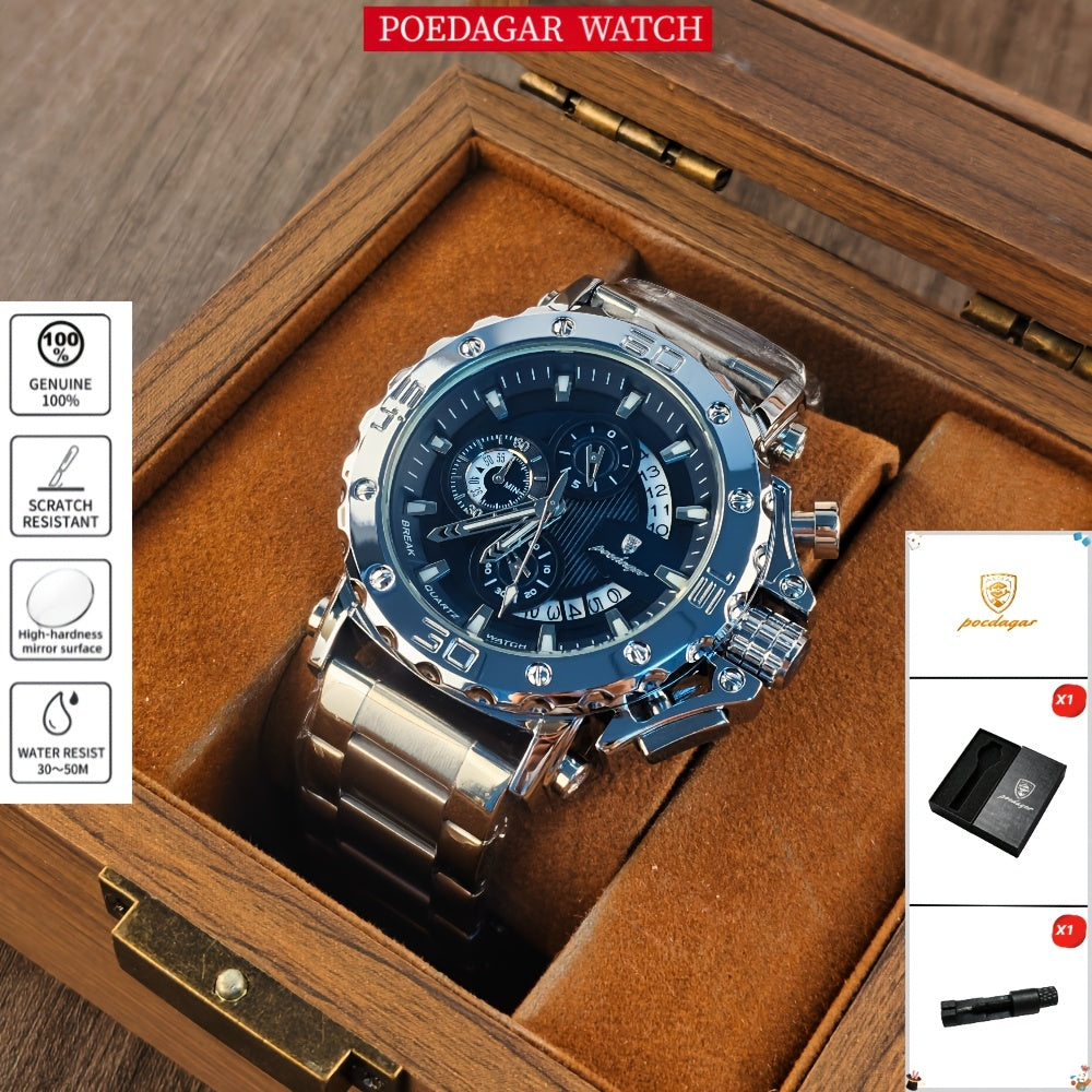 892G chronograph watch — Silver / Blue Dial