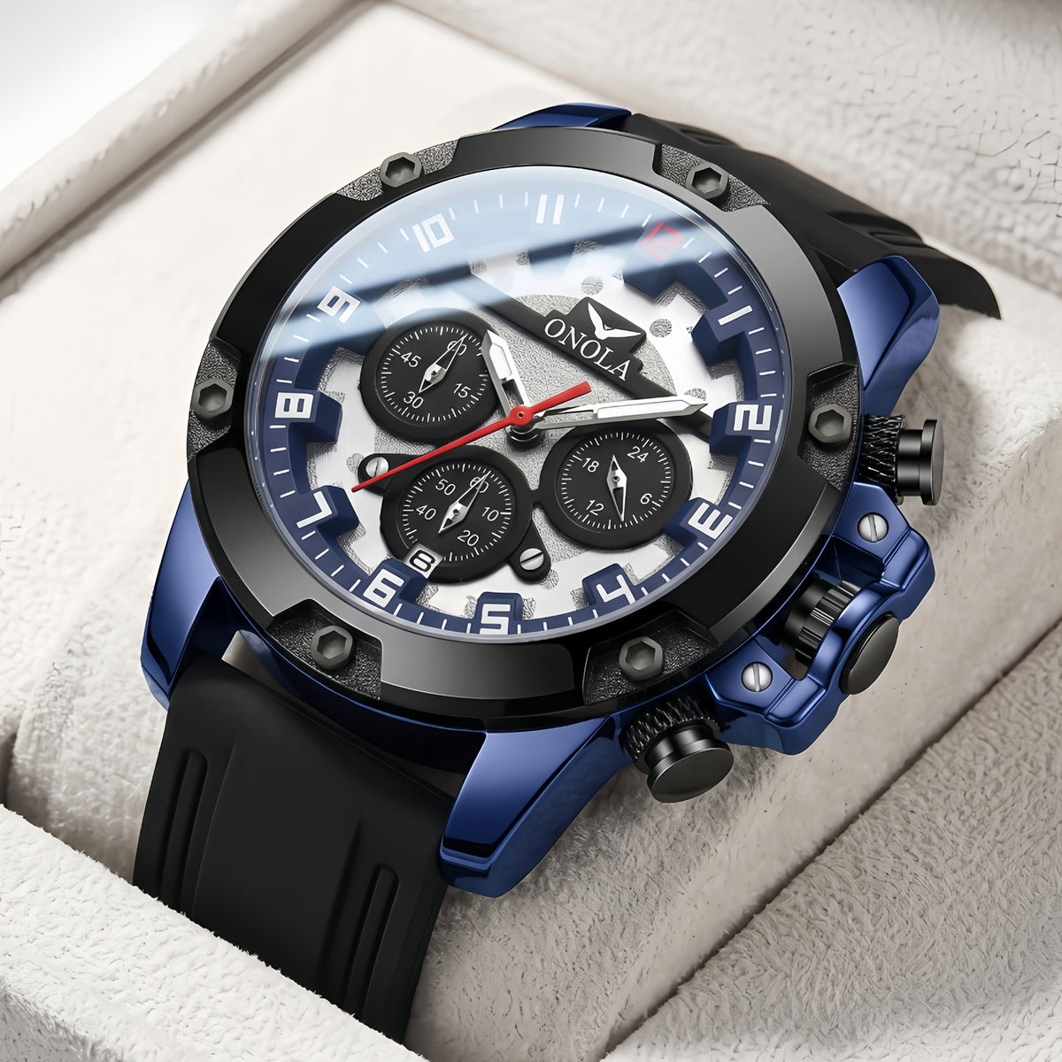 Quartz chronograph silicone strap watch — view 6