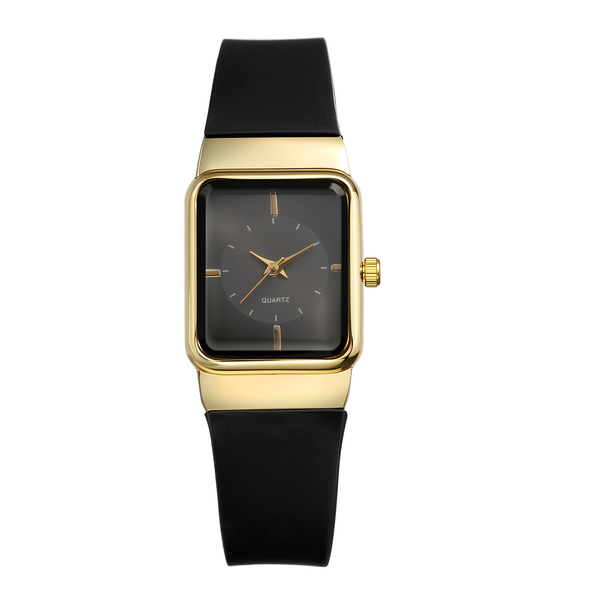 Women's square quartz watch — Black