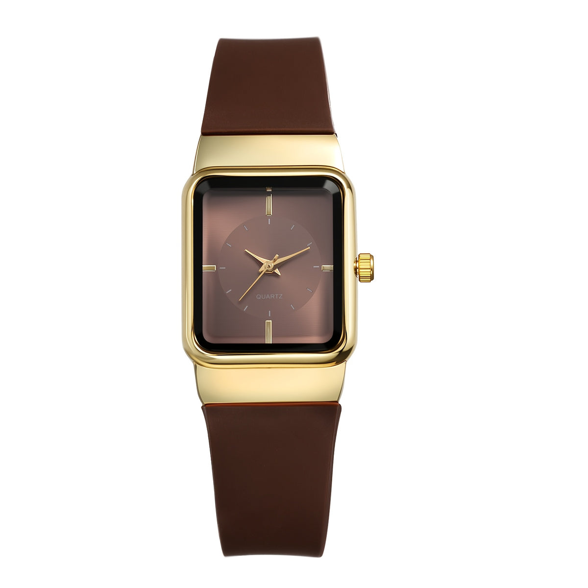 Women's square quartz watch — Brown