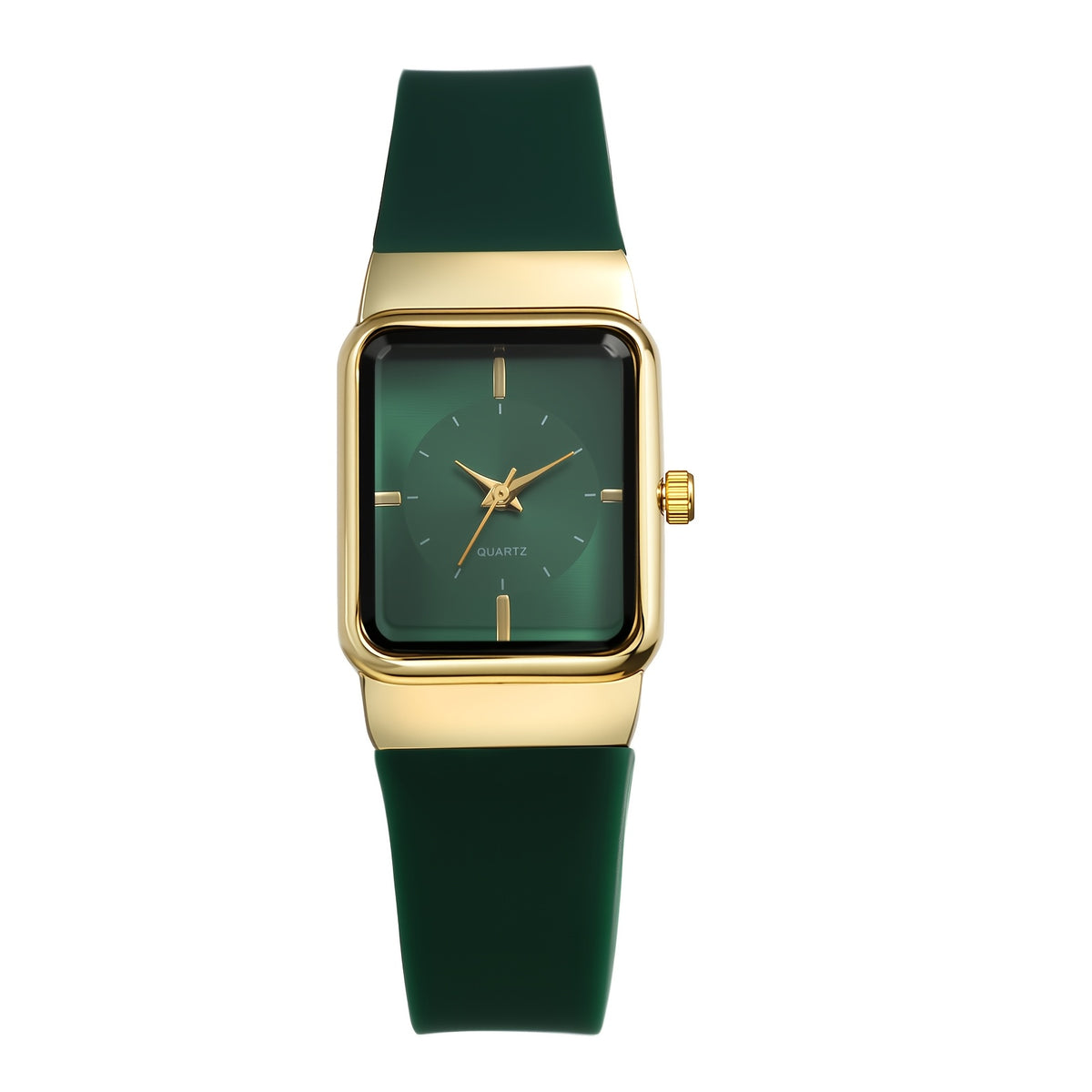 Women's square quartz watch — Green