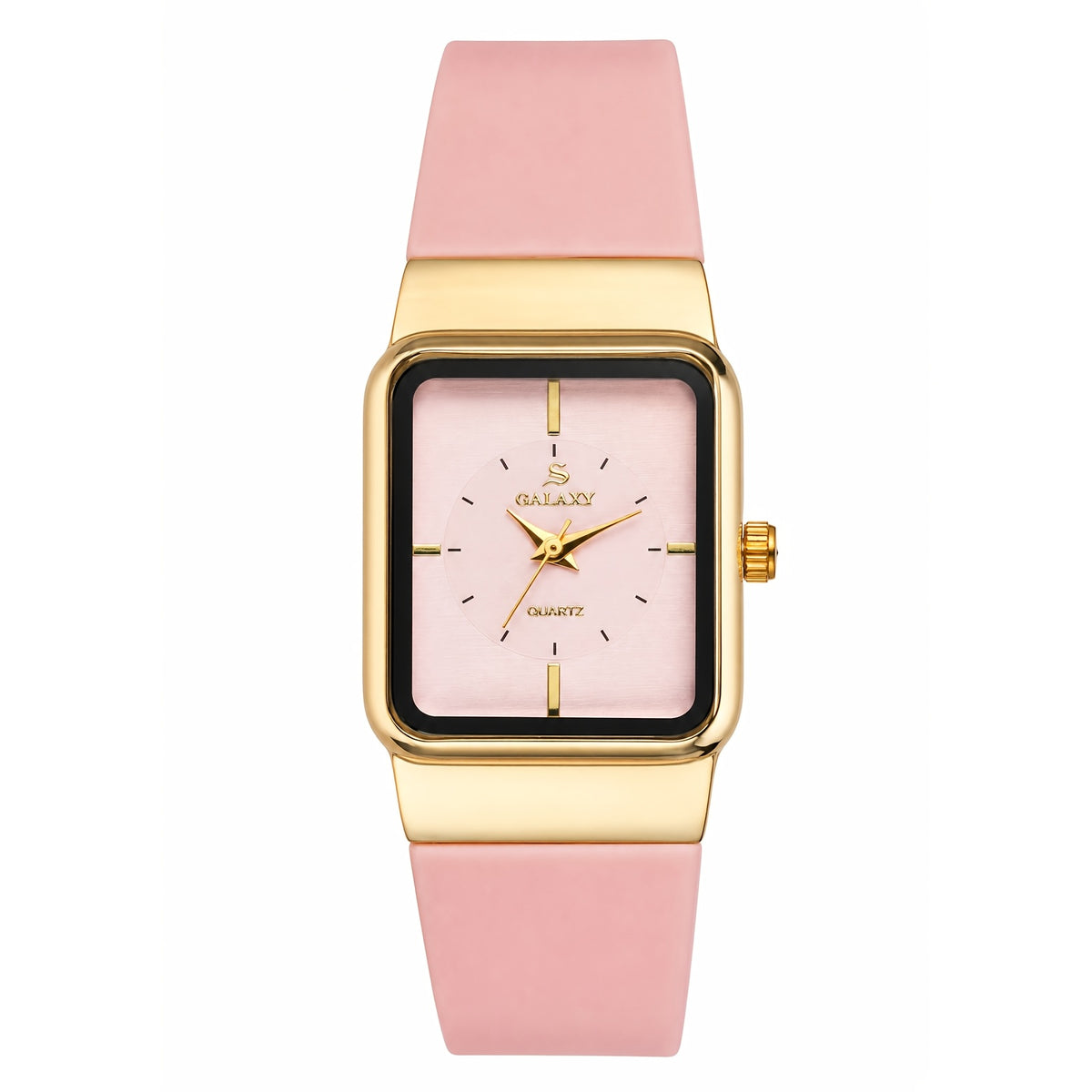 Women's square quartz watch — Pink