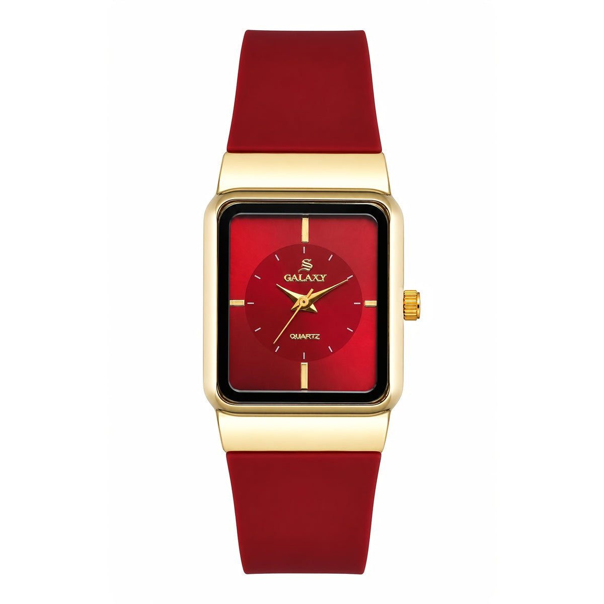 Women's square quartz watch — Red