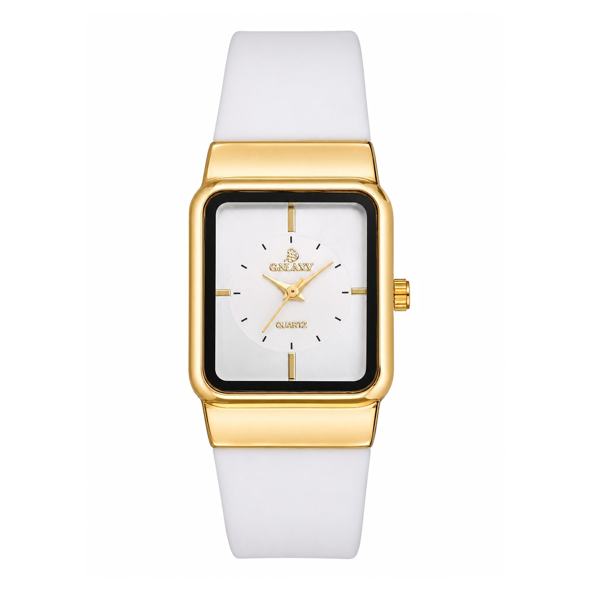 Women's square quartz watch — White