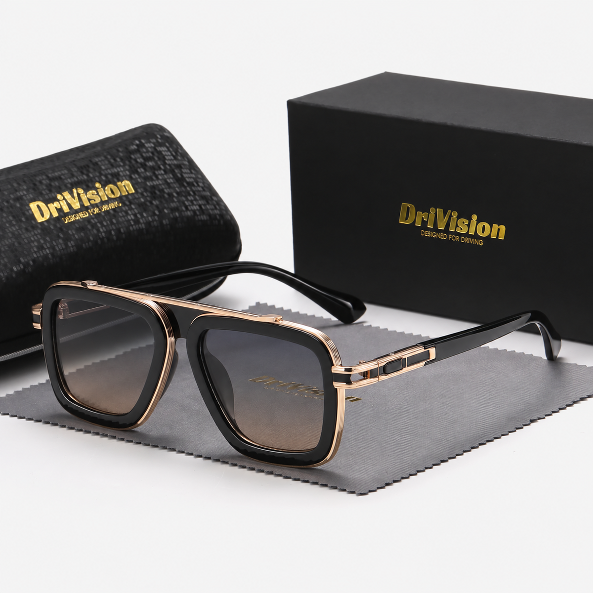 Unisex Retro Square Metal-Frame Sunglasses — product view 1