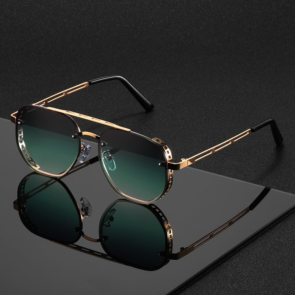 Unisex Gold-Tone Round Fashion Glasses — product view 5
