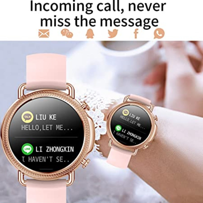Smartwatch for Women (Receive/Dial) 1.28 inch with Women's Health Tracker,