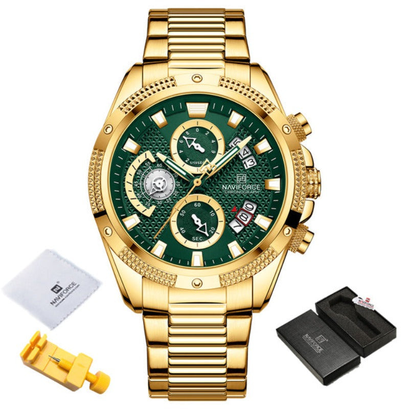 Men&#39;s Analog Chronograph Quartz Watch with Stainless Steel