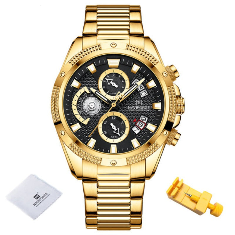 Men&#39;s Analog Chronograph Quartz Watch with Stainless Steel