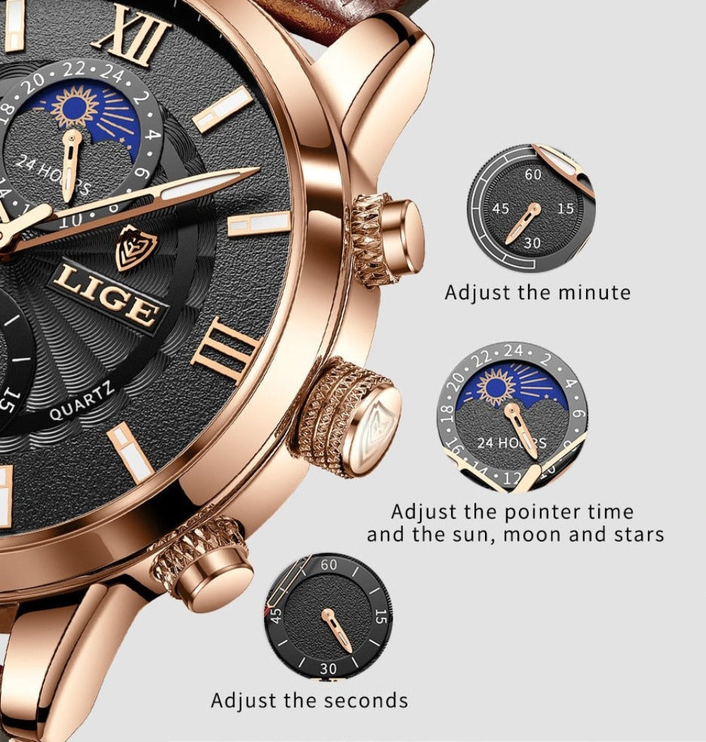 Men's Watches, Chronograph Multifunctional circular dial